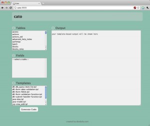The Cato CRUD Generator user interface